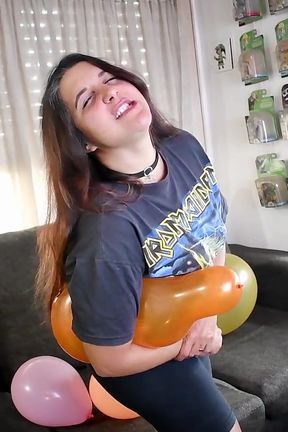 Metal Girl Pop All Balloons Before Party - Bunny Looner