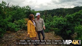 VIP4K  Crazy girl hiker fucks in the forest