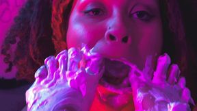 whipped cream between their toes to lick away