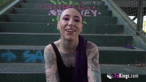 Petite Latina Barbara Morello gets naughty in public with her man and his hard cock