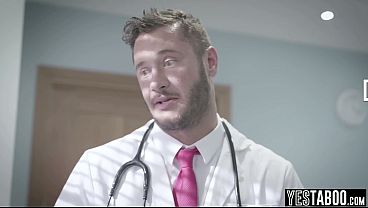 Petite ebony MILF gives sloppy blowjobs to her big-dick doctor while in