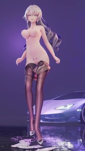 Excuse Me; Genshin Impact; Bronya; Office Lady Uniform; Pencil Skirt; Crotchless Black Stockings; Erotic Tattoos