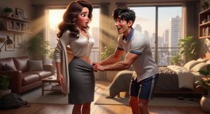 A Teacher's Secret Check on Her Friend's Stepson Kinks Turns into Passionate Fantasy in Studio (AI generated)
