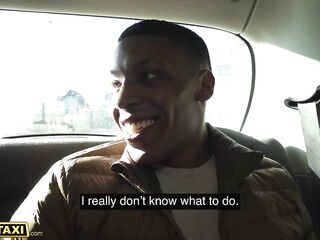 Sofia Lee is having steamy sex in the back of a taxi, with a random, ebony dude