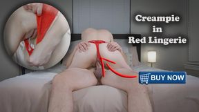 Huge Creampie In Red Lingerie