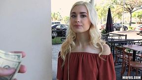 Cutest doll-face Anastasia fucks for money in public area
