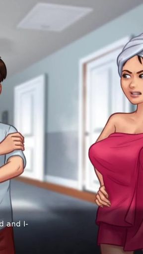 Thrilling moment from &quot;Summertime Saga 01 - He can&#039;t stop Getting Horny around His Step-MILF Huge Boobs, Busty MILF&quot;