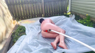 Sweet Bootie Fellow Gets Greasy with Pool Nut Sack in his Culo Outdoors