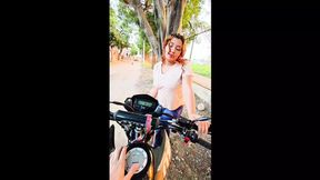 Friend hopped on my bike, we rode to my place for some fun