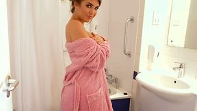 Ample breasted housewife Katie Louise shows off her yummy boobies and plump ass