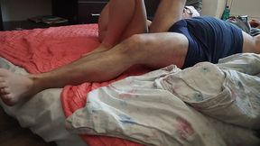 Foreplay in the bedroom with an amateur couple.