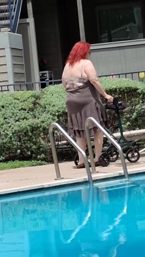 Summer Has Arrived! Time for the First Visit to the Pool Sexy Big Nurse Vicki Style!