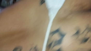 Whore sucking dick in the kitchen and gets a lot of milk and her pussy foams with orgasm