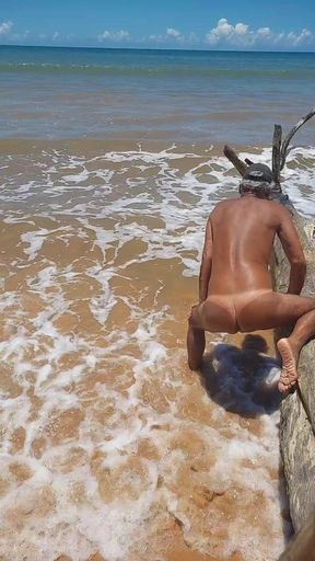 Naked Ladysilva on the Beach Showing off Her Tanned Hot Ass with Sexy Mark