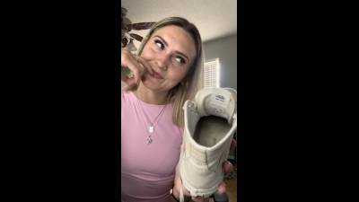 Dirty sweaty gym shoe sniffing