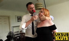 UKSubSluts.com - Busty redhead Harley Morgan's cock choking before rough plow