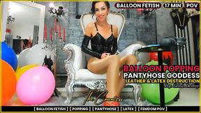 BALLOON POPPING — Pantyhose Goddess Leather & Latex Destruction | The Countess