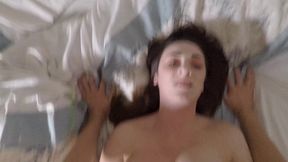 cheating girlfriend tries not to wake boyfriend while fucking his friend