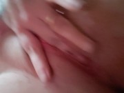 Chubby big tit nerd fingering her pussy
