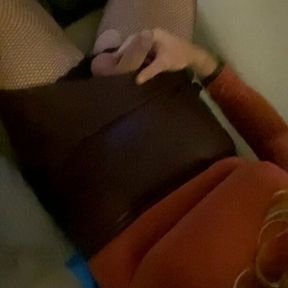 Crossdresser Cum Leather Mini Skirt big tits