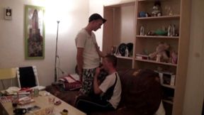 Innocent twink fucked at home for a gay casting