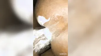 Black twink bareback anal creampie with older hairy daddy