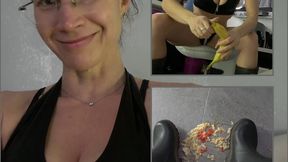 Crushing in rubber boots and wetlook