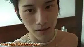 Bound Cute Asian Twink 18+ Cums Hard In BDSM Handjob Scene
