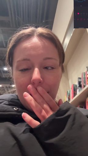 Shopping for Books with My Vibrator in! Hopefully I Don't Cum Too Loud!