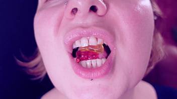 Eating Chewing Fetish: Giantess Vibes. No Chances for Little Jelly TeddyBears! Arya Grander