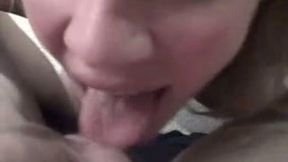 Hot blonde Norwegian housewife slurps on my dick giving blowjob