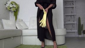 I jerk you off with yellow silk gloves c