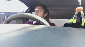 jumping into the car – front view