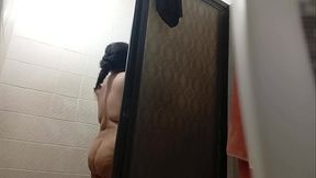 I left my cell phone recording in my step mom's bathroom and recorded her taking a shower