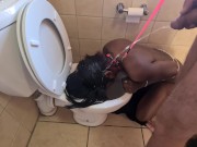 Human toilet Indian whore get pissed on and get her head flushed followed by sucking dick.