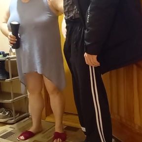 Jerking off with a sex toy to a courier