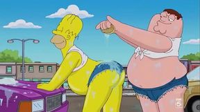 Homer and Peter have a Car Wash