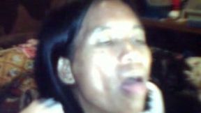 Weird webcam scene with an ugly old bitch fingering her cunt