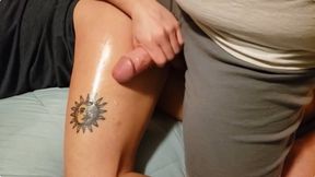 Adelle's Handjobs on Her Tattoeed Leg