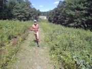 A naked jog with a drone follower