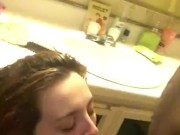 SnowBunni sucks her boyfriend 8 inch BBC