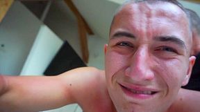Naughty straight bum boy gets a red ass