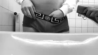 Twink Freeballing at Public Urinal with Big Cock