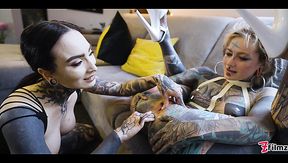 Two lesbian inked sluts fucking on each other holes really hard
