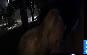 MILF Gives Outdoor Blowjob During a Thunderstorm