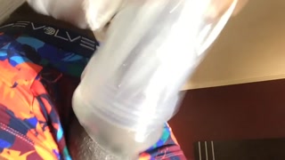 Blowjob from fleshjack mouth toy gets creamy cum out of my dick