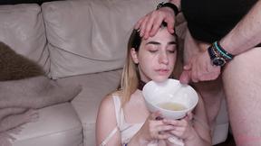 ”Booty licking teen sub gets a facial”