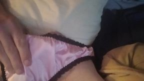 Pink panties playing with penis