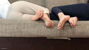 STEP-SISTERS FEET BAREFOOT FOOTSIE IN BED - MP4 HD