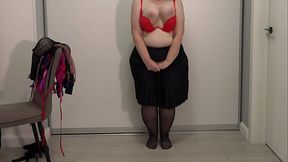 Mature teacher chooses a bra for work Big gorgeous boobs jump and pop out of bras Saggy tits